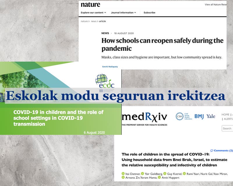 Pandemia garaian eskolak modu seguruan berriro irekitzea